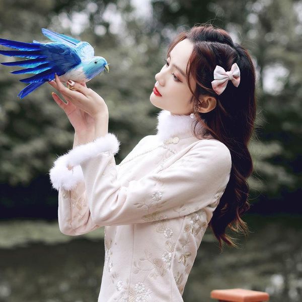 

ethnic clothing autumn winter qipao women chinese style sweet eleganti slim cheongsams hanfu traditional robe orientale vestido chino mujer, Red
