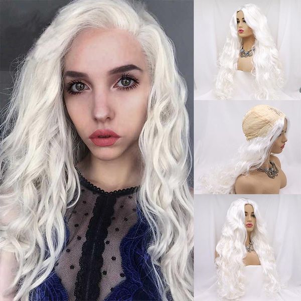

long synthetic lace front wig pink curly water body wave cosplay glueless red blonde orange ginger wigs for black women hair