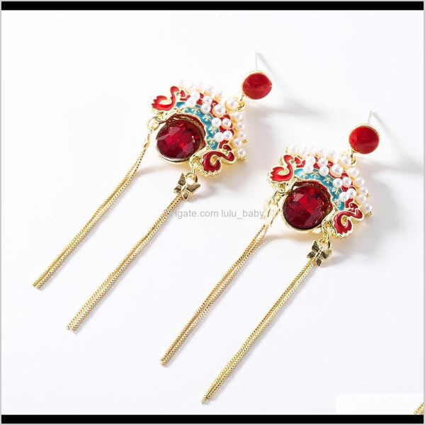 

charm jewelry drop delivery 2021 fashion chinese style s925 sier needle creative peking opera facial makeup phoenix crown bride earrings fas, Golden