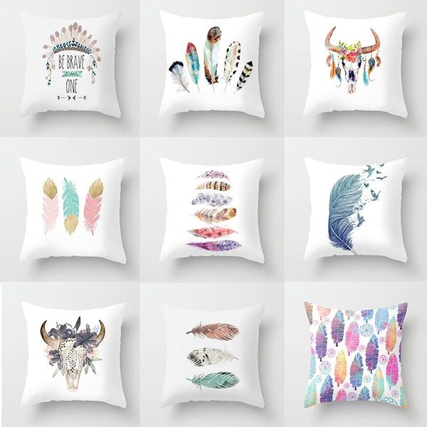 

pillow case boho style throw abstract bulls feather bohemia cushion covers for home sofa chair decorative pillowcases