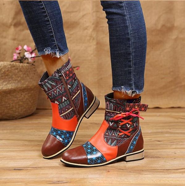 

boots casual 2021 autumn winter retro women fashion pu leather ankle zapatos de mujer wram botas 35-43, Black
