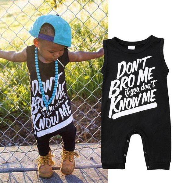 

infant baby romper fancy letters printed sleeveless jumpsuit don't bother me fashion black toddler boy girl clothes jumpsuits, Blue