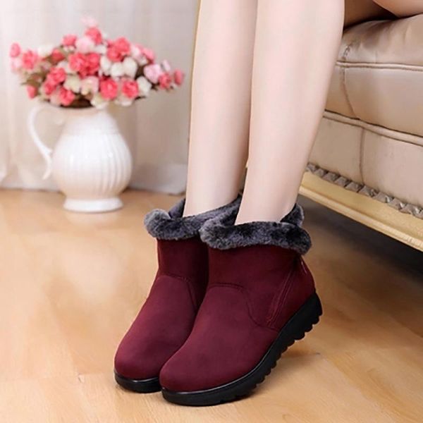 

boots snow 2021 classic heels women winter warm fur plush insole ankle shoes zipper woman yyj217, Black