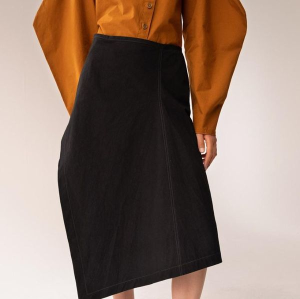 

women skirt 2021 dark card / white black linen one-piece tricolor skirts