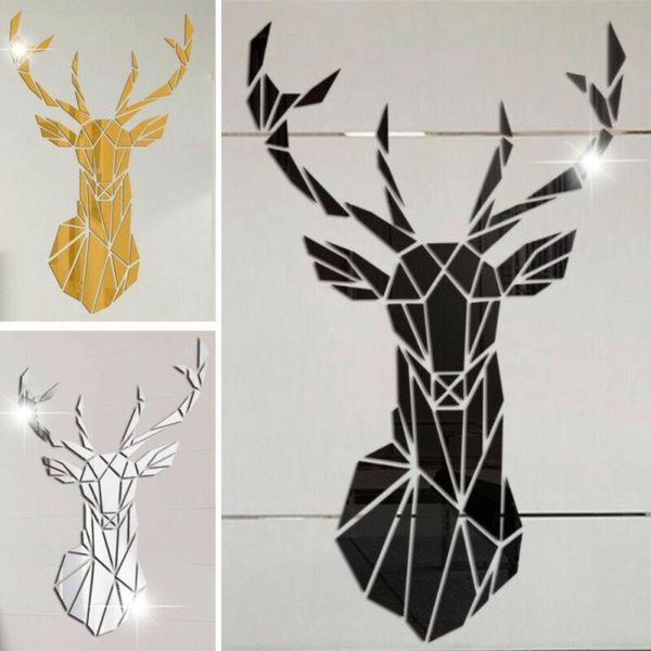 

wall stickers 3d deer mirror acrylic sticker big home decor door