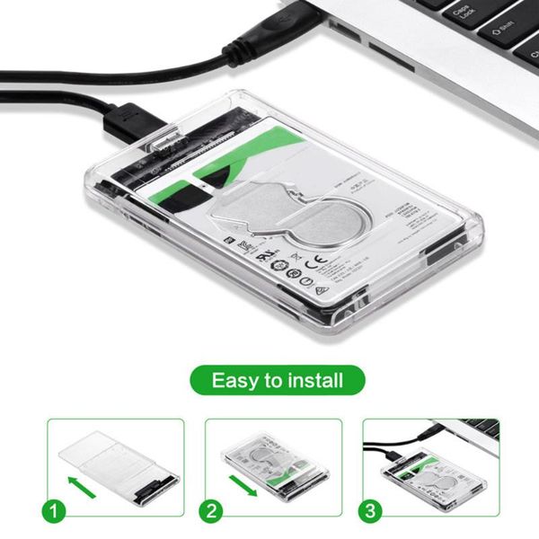 

hubs 2.5 inch transparent hdd ssd case sata iii to usb 3.0 hard drive disk enclosure support 6tb mobile external for lappc