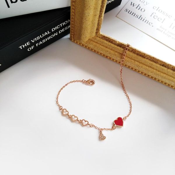

bangle og110 korean fun creative fashion girl red love heart-shaped bracelet temperament female pink gold couple, Black