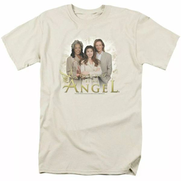 

touched by an angel an angel t shirt mens licensed classic tv show cream, White;black