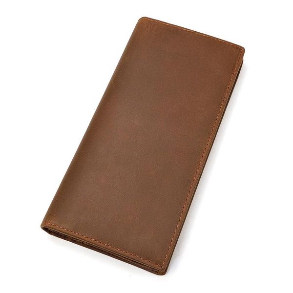 

wallets large capacity men long crazy horse leather phone purse wallet, Red;black
