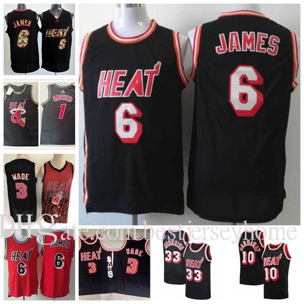

men basketball jerseys dwyane alonzo 33 men mourning lebronwade #6james mitchell & ness player miamiheatmiamiheat jersey 01 size s-2xl, Black;red