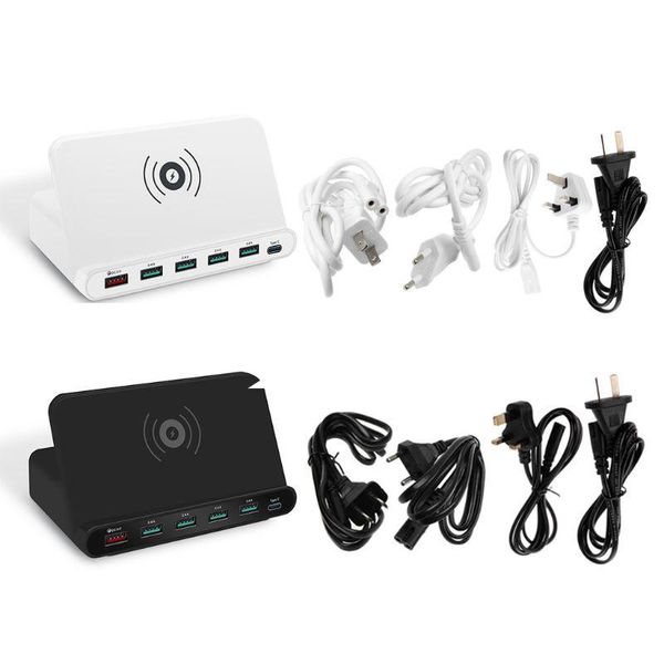 

cell phone mounts & holders 7-in-1 wireless charger qc 3.0 quick charge 5 usb ports type c charging dock station stand for smartphone