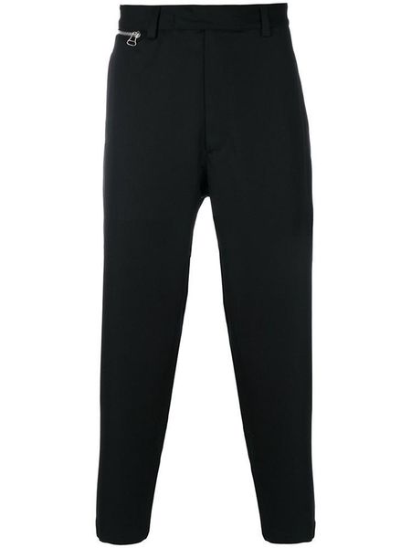 

men's pants casual large size fashion designer's zipper splicing design simple urban youth nine cent, Black