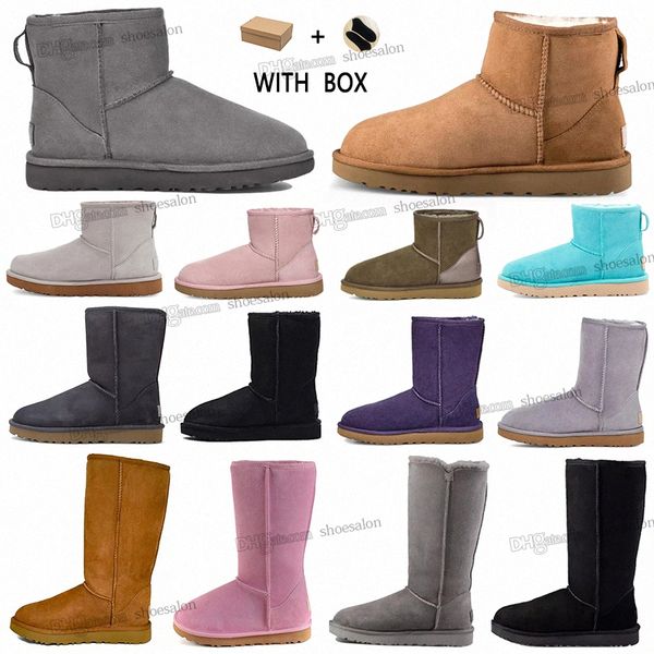 

designer classic australian women platform womens men satin boot girls locomotive boots bailey dune winter buckle fur snow half knee shcg4l#, Black