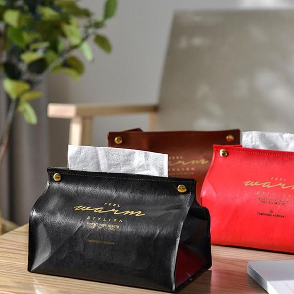 

tissue boxes & napkins 2pcs faux leather napkin holder home car towel papers bag case box container paper storage pouch