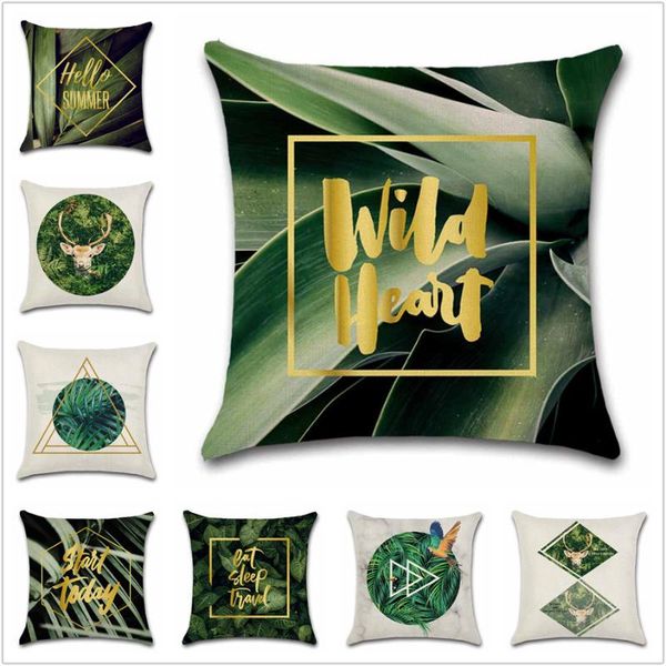 

cushion/decorative pillow plants green leaves letters deer nordic style cushion cover home sofa chair car seat kids room gift friend present