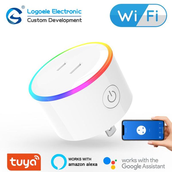 

smart power plugs logoele wifi socket japan plug 10a 110-240v led monitor wireless tuya control compatible alexa assistant google home
