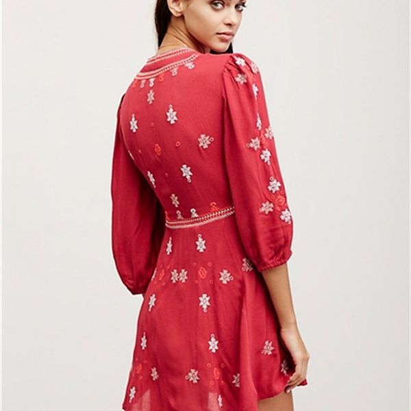 

casual dresses summer est cotton embroidery full sleeve mini hippie boho people ethnic tank sundress female vestidos sqwh, Black;gray