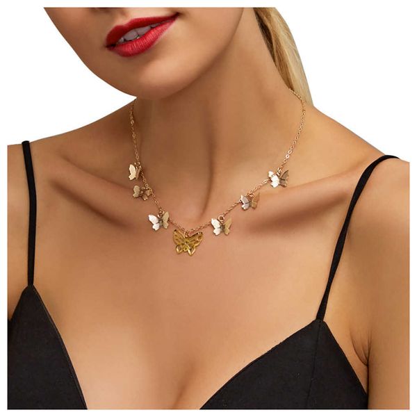 

designer necklace luxury jewelry alloy butterfly chains for sweet butterfly acrylic color clavicle chain sexy, Silver