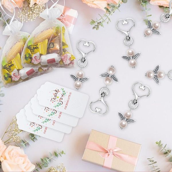 

party favor 60 pcs thank you favors angel keychain bow wing tag guest return for baby drop