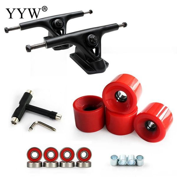 

group longboard truck wheels set skateboard wheel combo 4pcs pu 8pcs bearing t bracket tool skateboarding