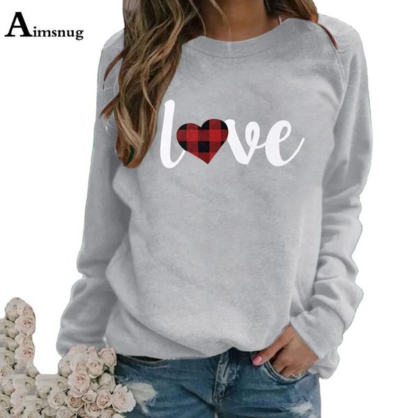 

women's t-shirt plus size 3xl women 2021 patchwork love plaid print clothing female long sleeve casual loose tees shirt femme, White