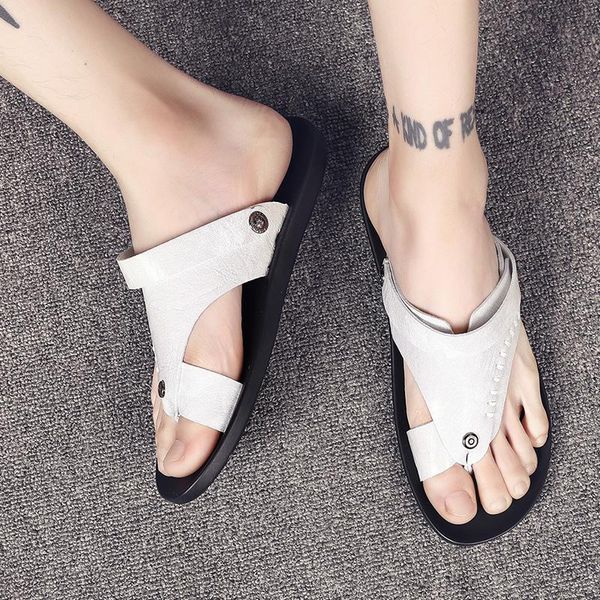 

sandals leather white geta sandales outdoor cuero masculina walking male genuine sandalias casual in shoes men s on sandles for, Black