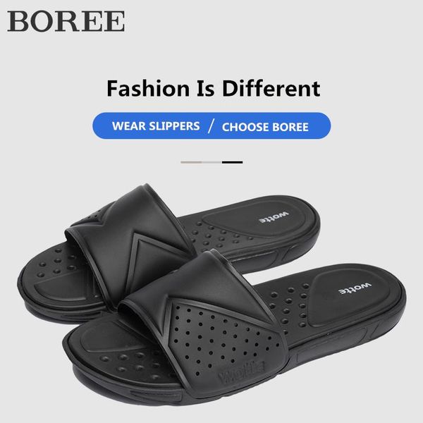 

slippers boree comfortable soft men women non-slip bathroom home shoes couples flat eva dry cool breathable sandals slides, Black