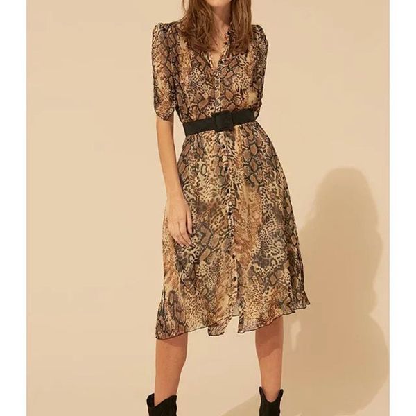 

women dress 2021 new snake print printed slim midi dress, Black;gray