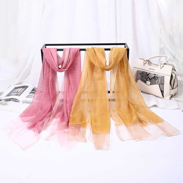 

creative japan and south korea organza silk sweet literary female arab scarf, Blue;gray