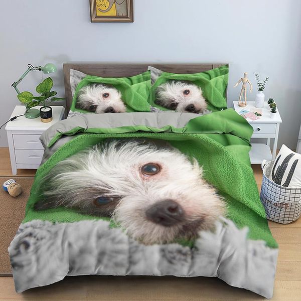 

pug printed 2/3pcs bedding set dog animal duvet cover for child bedclothes pillowcase comforter covers bed sets gift