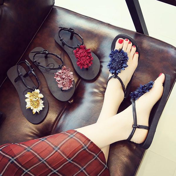 

women sandals shoes woman summer fashion flip flops ladies sandalias mujer, Black