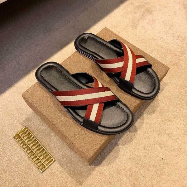 

europe station summer new men flip flop leather slippers british trend leisure sandals zlh, Black