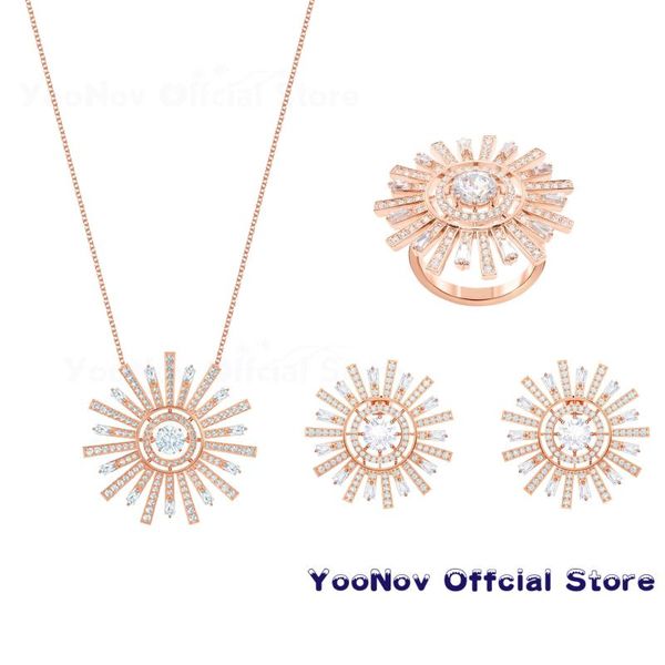 

original swa 1:1fashion jewelry charm pendant sunflower crystal shaped female clavicle chain necklace for women necklaces, Silver