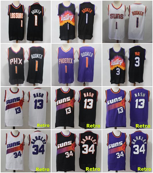 

Devin 1 Booker Steve 13 Nash Chris 3 Paul 34 Barkley Jersey NCAA 2021 Retro Basketball Jerseys Stitched Size S-XXXL, Color1
