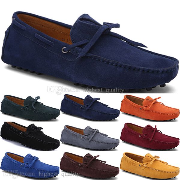 167 New Fashion mens Scarpe casual in pelle Stile britannico primavera Coppia Genuine Peas Scrub uomo Drive Lazy man soprascarpe outdoor comodo traspirante nero giallo