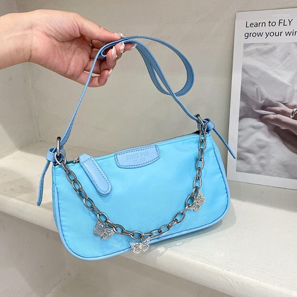 

evening bags fashion women butterfly chain small shoulder bag oxford cloth underarm female handbags and purses bolsos de mujer