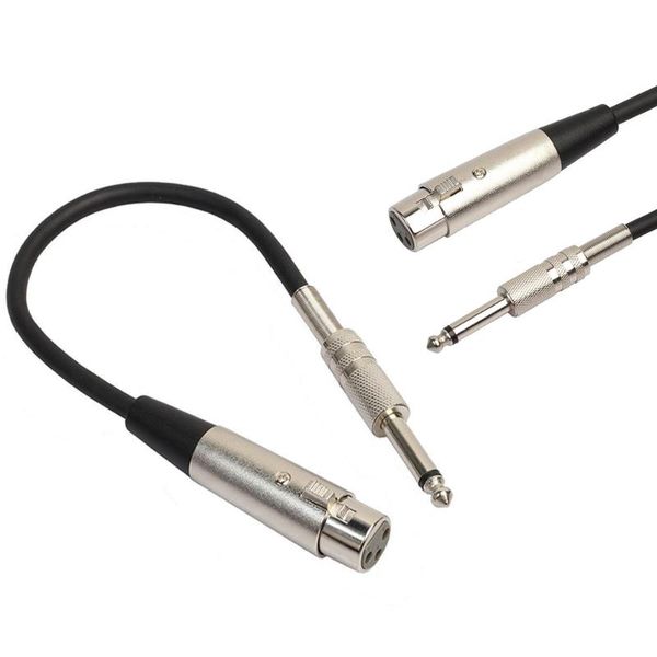 

audio cables & connectors 3-pin xlr female to 1/4 6.35mm mono jack male plug trs cable mic adapter 30cm length stereo balanced extension