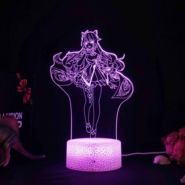 

night lights anime genshin impact light 3d illusion lamp game for bedroom decor led atmosphere bedside lamps kid