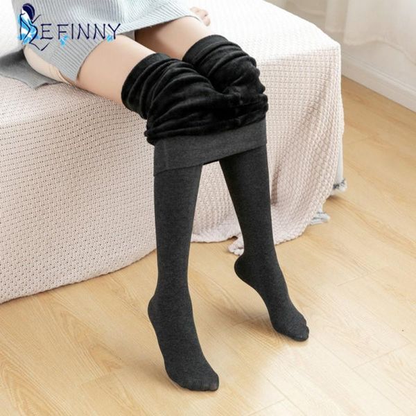 

women's leggings autumn winter thread cotton plus velvet thickening slim footed for women, Black