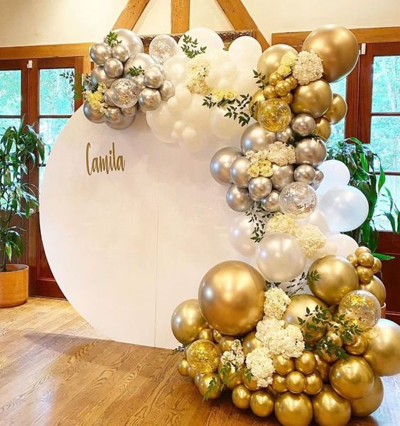 

117pcs gold balloon arch garland kit silvery metallic balloons confetti balloons for baby shower wedding decorations globos