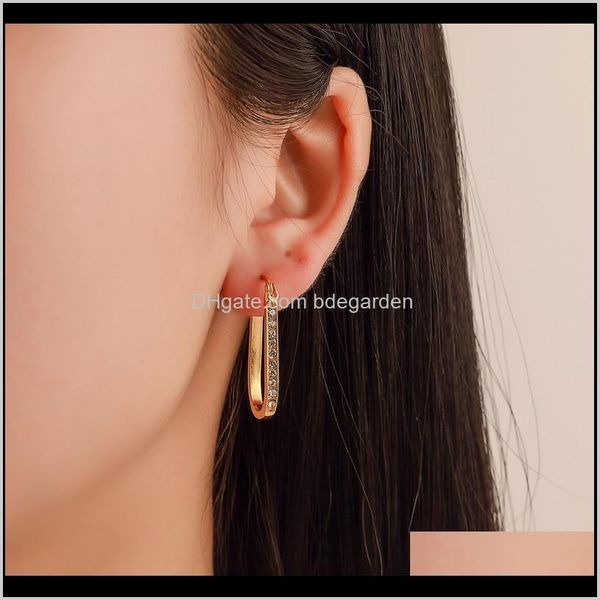 

hoop & hie drop delivery 2021 fashion round crystal studs earrings rhinestone clip for women jewelry business office ladies circle ear buckl, Golden;silver