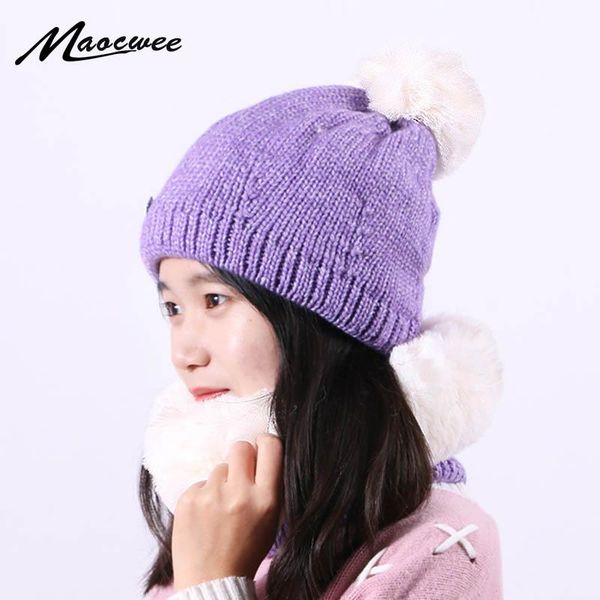 

hats, scarves & gloves sets women two piece set beanie hat scarf winter knitted warm outdoor biggy crochet slouch bonnet hats with thick lin, Blue;gray