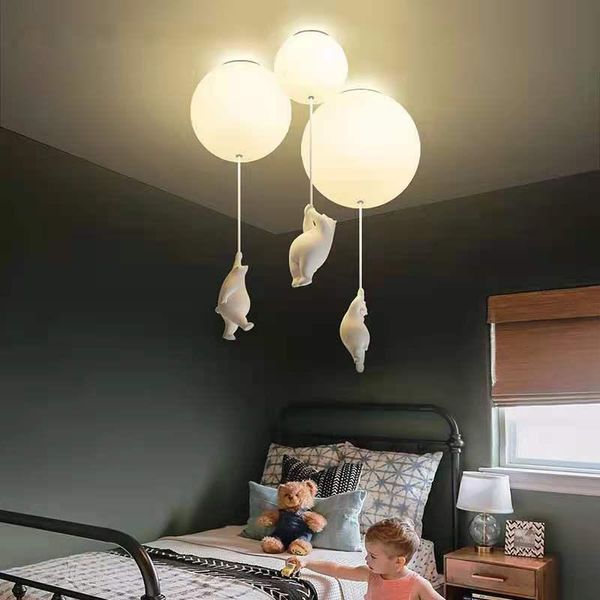 Bella lampada da soffitto a forma di orso del fumetto lampada calda per la camera dei bambini di casa soggiorno arredamento camera da letto lampade a sospensione a sospensione a LED