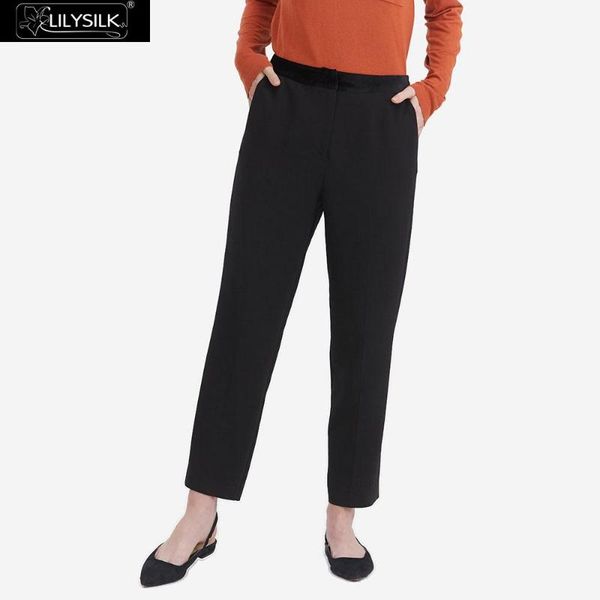 

women's pants & capris lilysilk elegant slim straight suit women, Black;white