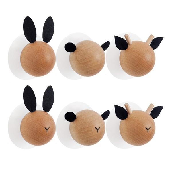 

cartoon wall hooks children's room decoration hook ins natural wooden keys clothes hanging single rack & rails