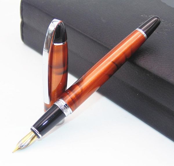 

fountain pens baoer 517 orange red line business medium nib silver trim