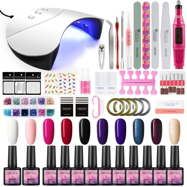 

nail art kits 2021 gel polish set ship from es tools uv led lamp electric drill manicure kit soak off