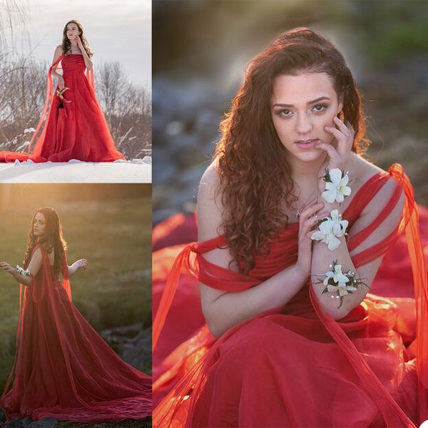 

2021 beauty red plus size pregnant ladies a line sleepwear dress tulle nightgowns for pshoot lingerie bathrobe nightwear baby shower, White
