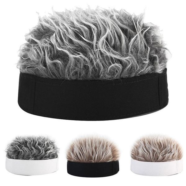 

womens mens beanie rock cap outdoor punk street wig fake hair hat, Blue;gray