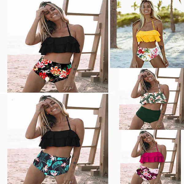 

ruffle 2021 swimsuit high waisted bikini, White;black